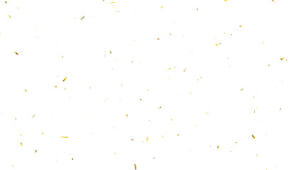 Golden confetti on the white background. Shiny golden confetti falling down. Glittering golden confetti isolated background. Christmas and New Year concept in trendy festive golden color.