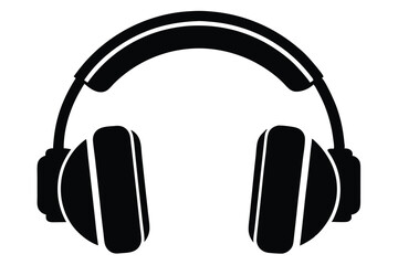 Sleek Black Headphones Graphic Icon Modern Audio Technology and Minimalist Design