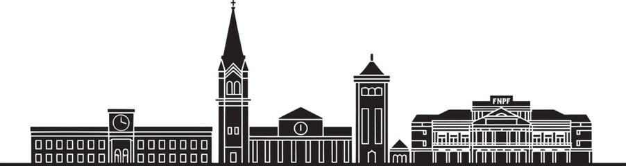 Detailed Silhouette Skyline of Providence Rhode Island with Transparent Background Design