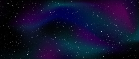 Starry night sky with glowing constellations and cosmic dust on deep blue gradient. Beautiful celestial background for astronomy themes or fantasy space vector designs.