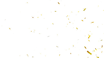 Confetti partical isolated background. 3d Rendering Transparent Confetti. 3d render of Spiral Gold confetti flying. Golden Confetti Transparent Background. Gold Confeti Failling White Background