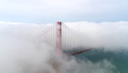 Fototapeta premium Golden Gate Bridge shrouded in a thick fog.