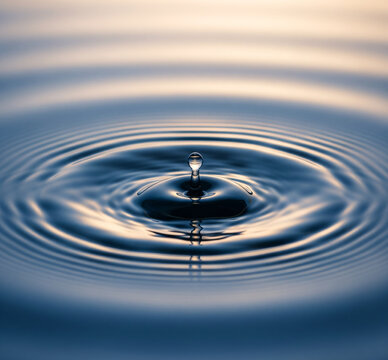 Soft ripple spreading from one small drop &mdash; message of small actions creating big change