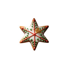 Obraz premium Star shaped Christmas cookie with green and red icing
