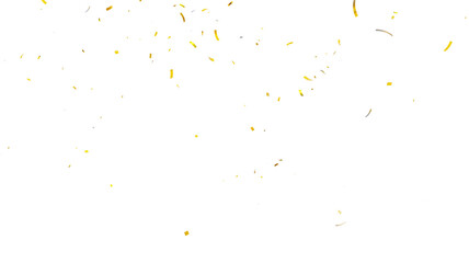 Fototapeta premium Confetti partical isolated background. 3d Rendering Transparent Confetti. 3d render of Spiral Gold confetti flying. Golden Confetti Transparent Background. Gold Confeti Failling White Background