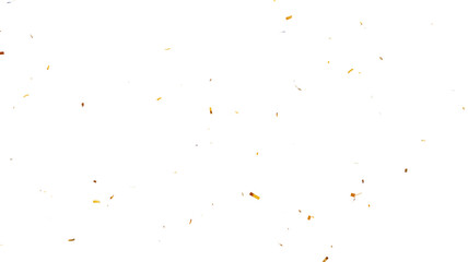 Confetti partical isolated background. 3d Rendering Transparent Confetti. 3d render of Spiral Gold confetti flying. Golden Confetti Transparent Background. Gold Confeti Failling White Background