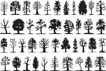 Detailed Tree Silhouettes Collection &ndash; Varied Tree Designs and Styles
