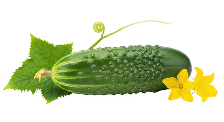 Isolated cucumber with flower and leaf