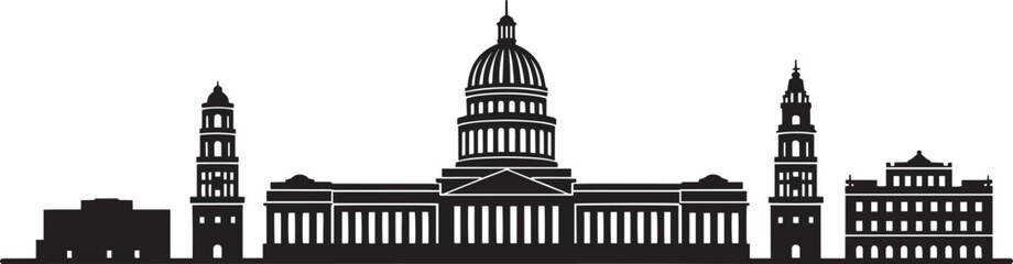 Washington DC Skyline Silhouette Outline USA Capital City Landmark Architecture