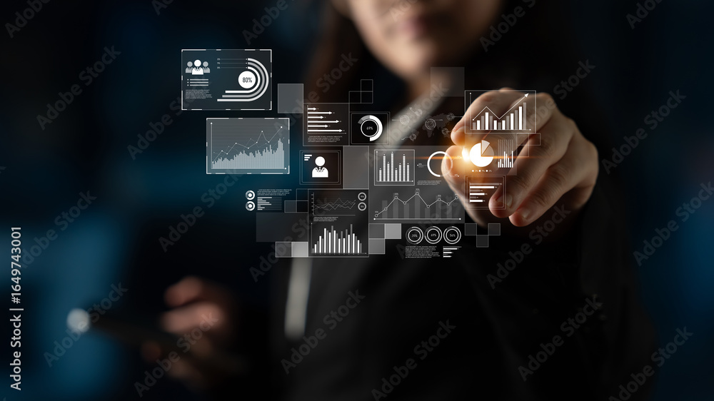 Poster data insights, charts, and analytics help visualize performance. data drives strategy, analytics enh