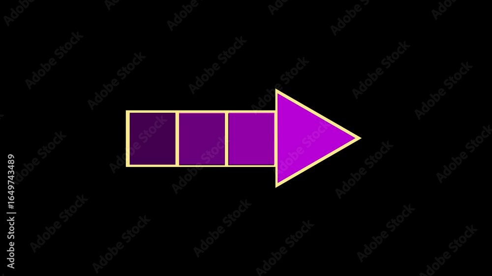 Poster arrow icon beautiful magenta color right side arrow loop direction concept animation. glowing arrow 