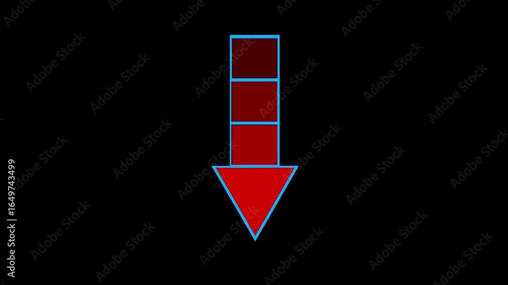 Poster arrow icon beautiful beautiful color down side arrow loop direction concept animation. glowing arrow