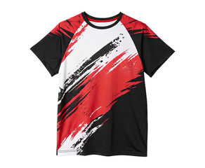 Cool stylish abstract red, black, and white art print t-shirt isolated on a transparent background png
