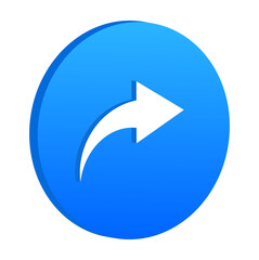Blue 3D Share Arrow Icon Isolated on Transparent Background