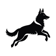 Leaping Silhouette of a Black German Shepherd Mix Dog in Motion, Playful Energy