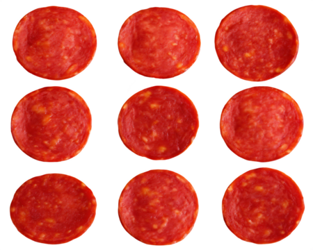 Pepperoni slices isolated on isolated on a transparent background