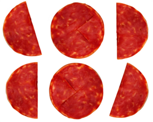 Pepperoni slices isolated on white background isolated on a transparent background