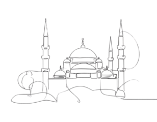 mosque draft icon line art vector illustration  