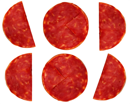Pepperoni slices isolated on white background isolated on a transparent background