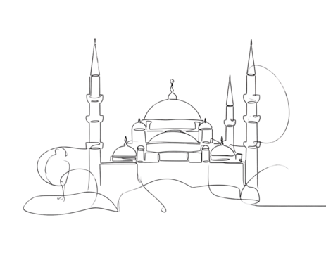 mosque draft icon line art vector illustration  