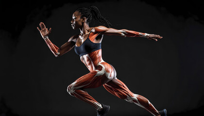 Female athlete running muscle anatomy