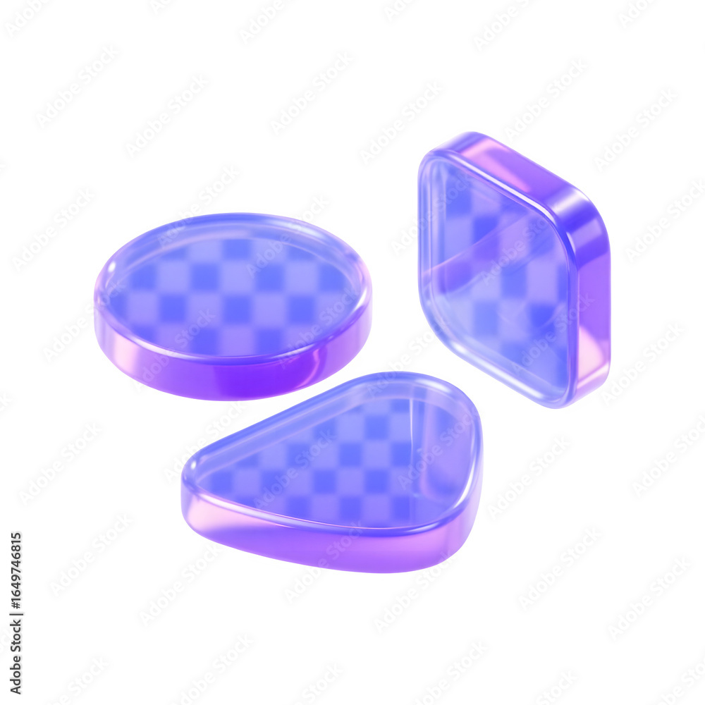 Poster Abstract Geometric Shapes with Translucent Surfaces and Gradient Lighting isolated on transparent background