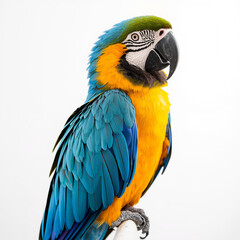 Fototapeta premium blue and yellow macaw on white background 