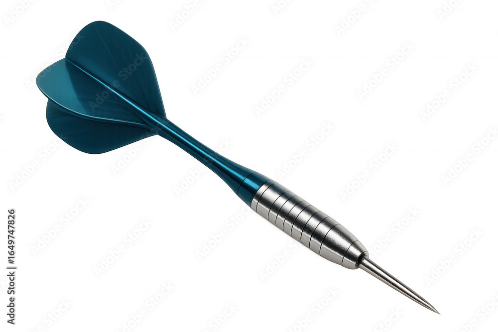 Poster blue dart flying through transparent space, symbolizing precision and direction in graphic design co