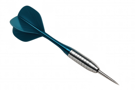 Blue dart flying through transparent space, symbolizing precision and direction in graphic design compositions