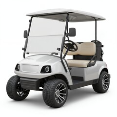 Executive White Golf Cart with Rear Storage Box and Custom Rims for Professional Course Use and Leisure Sporting Activities