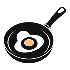 Cartoon Black Frying Pan with SunnySide Up Egg Illustration For Culinary Projects