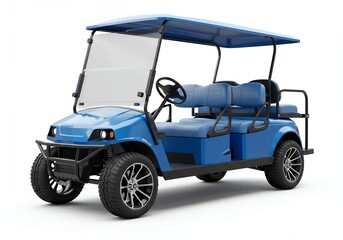 All Blue 4 Seater Electric Golf Cart with Matching Blue Leather Seats and Alloy Wheels, Monochromatic Custom Low Speed Vehicle for Private Resorts and Recreation