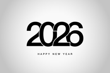 Minimalist typography design with New Year concept 2026. Holiday winter banner, poster or greeting card template