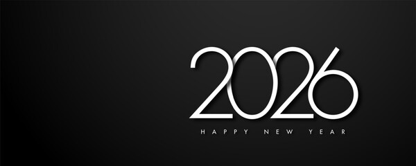 Elegant new year 2026 concept minimalist background design. Holiday winter banner, poster or greeting card template