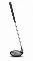 Front View of Grey Metallic Golf Driver Club Head showing Face Alignment Lines and Grip Detail for Sports Coaching and Product Analysis