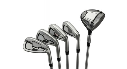 Professional Grade Silver Golf Club Collection with Drivers and Irons, Contemporary Sporting Equipment for Active Lifestyle and Pro-Shop Branding