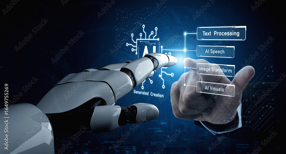 Poster ai assistant brain processor with llm technology, big data, machine learning, generative ai for busi