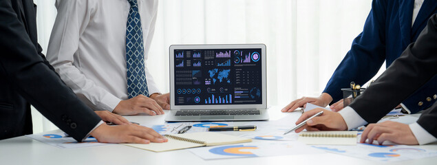 Business data dashboard provide business intelligence analytic for marketing strategy planning brisk with big data set to analyze customer demands and foreseeing business future