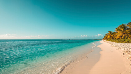 Fototapeta premium Beautiful tropical shoreline with emerald sea.