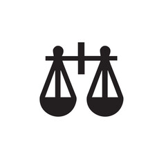 An elegant black and white vector illustration of the scales of justice, a symbol of law and legal balance