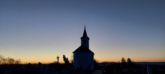 church in sunset