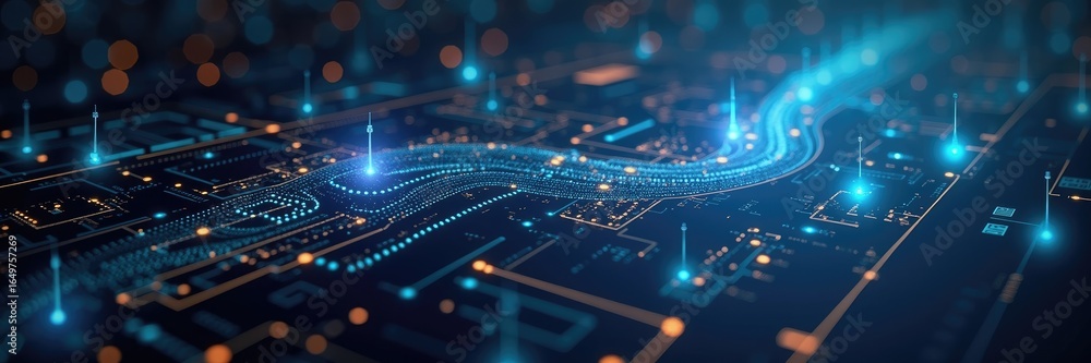 Poster abstract representation of a complex circuit board.