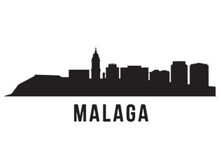 Obraz premium Malaga skyline silhouette. Landscape Malaga, Spain. Vector illustration. Vector black silhouette. with white background