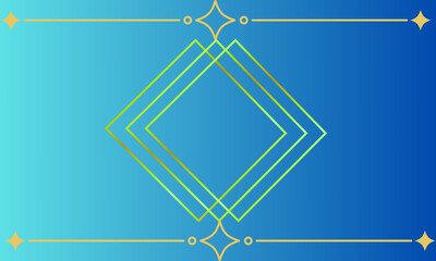 Turquoise and Gold Art Deco Style Frame on Blue Gradient