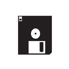 A classic black plastic floppy diskette is a retro computer storage media for digital data