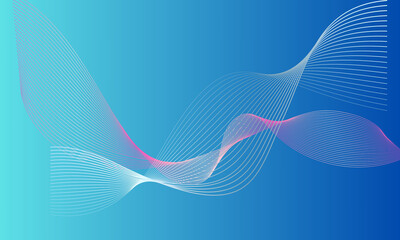 Pastel Wave Lines on Blue Gradient Background