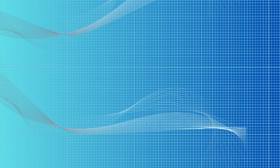 Cyan Geometric Grid with Flowing Wave Lines on Blue Gradient