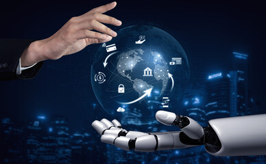 AI managing digital payment network, verifying transactions, enhancing security, and processing...