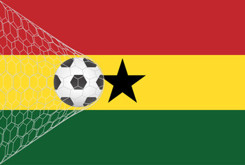 Flag of Ghana with Soccer Ball. Football Championship Concept. Vector Illustration.