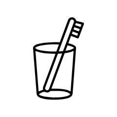 Line icon toothbrush in a glass vector on white background
Vector line icon on white background